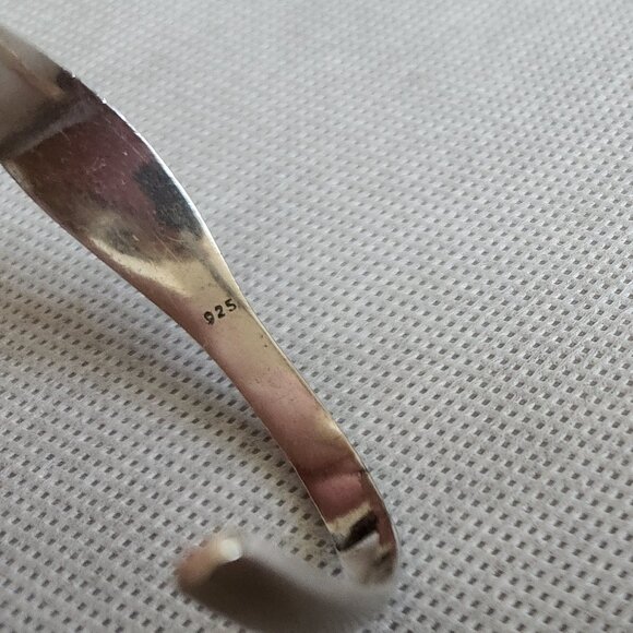 VINTAGE 925 SILVER CUFF BRACELET WITH LIGHT BLUE STONES TOPAZ? - Picture 7 of 8